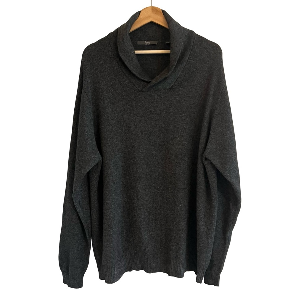 Folio Mens Cashmere Shawl Collar Sweater Size L Quiet Luxury Old Money Classic
